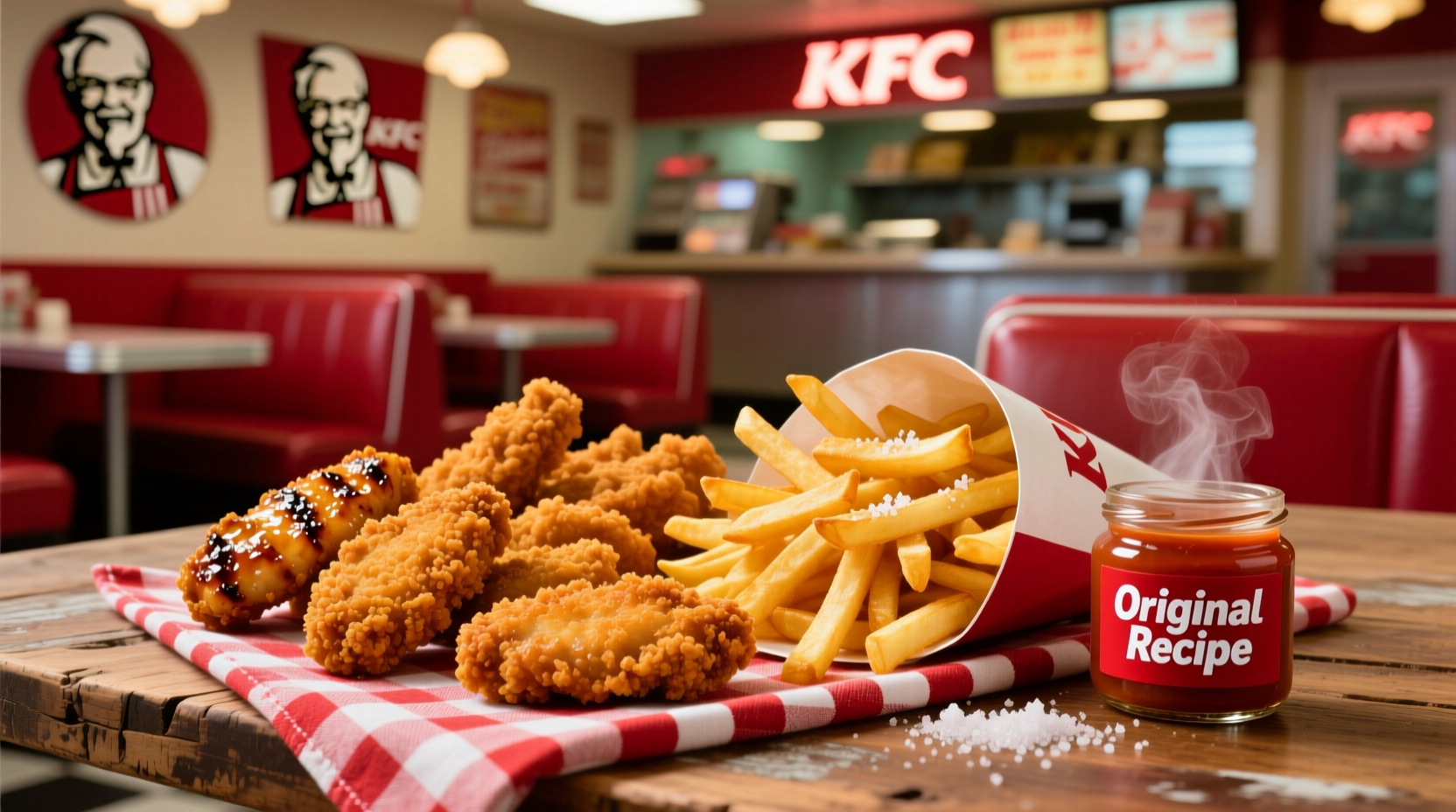 KFC menu items featuring chicken and potato sides