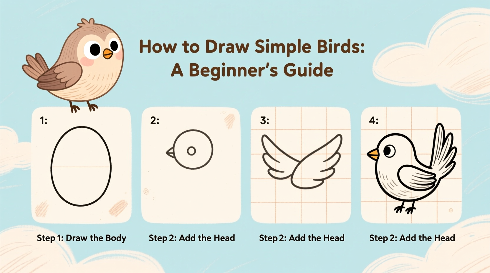 how to draw simple birds