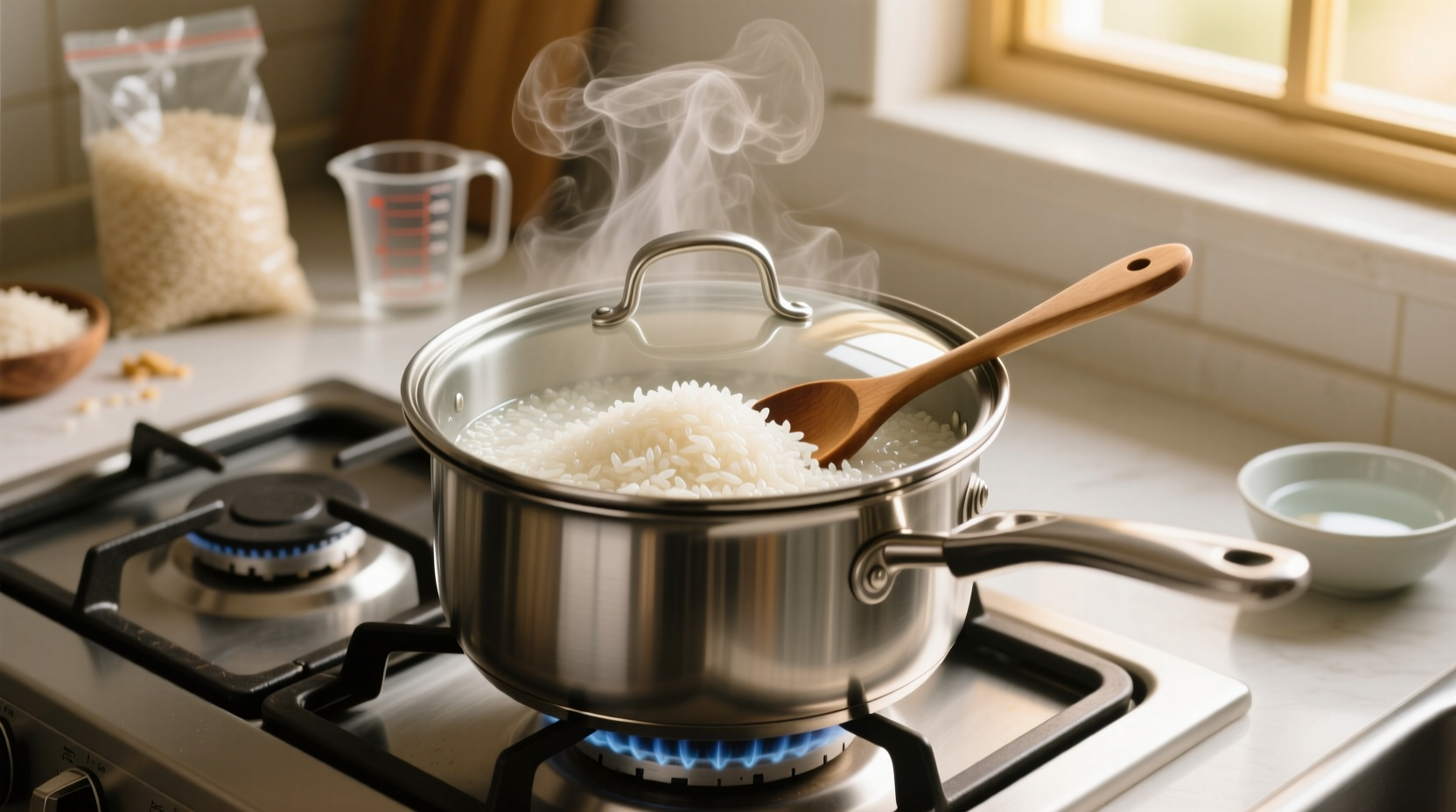 Heating Up Rice On Stove