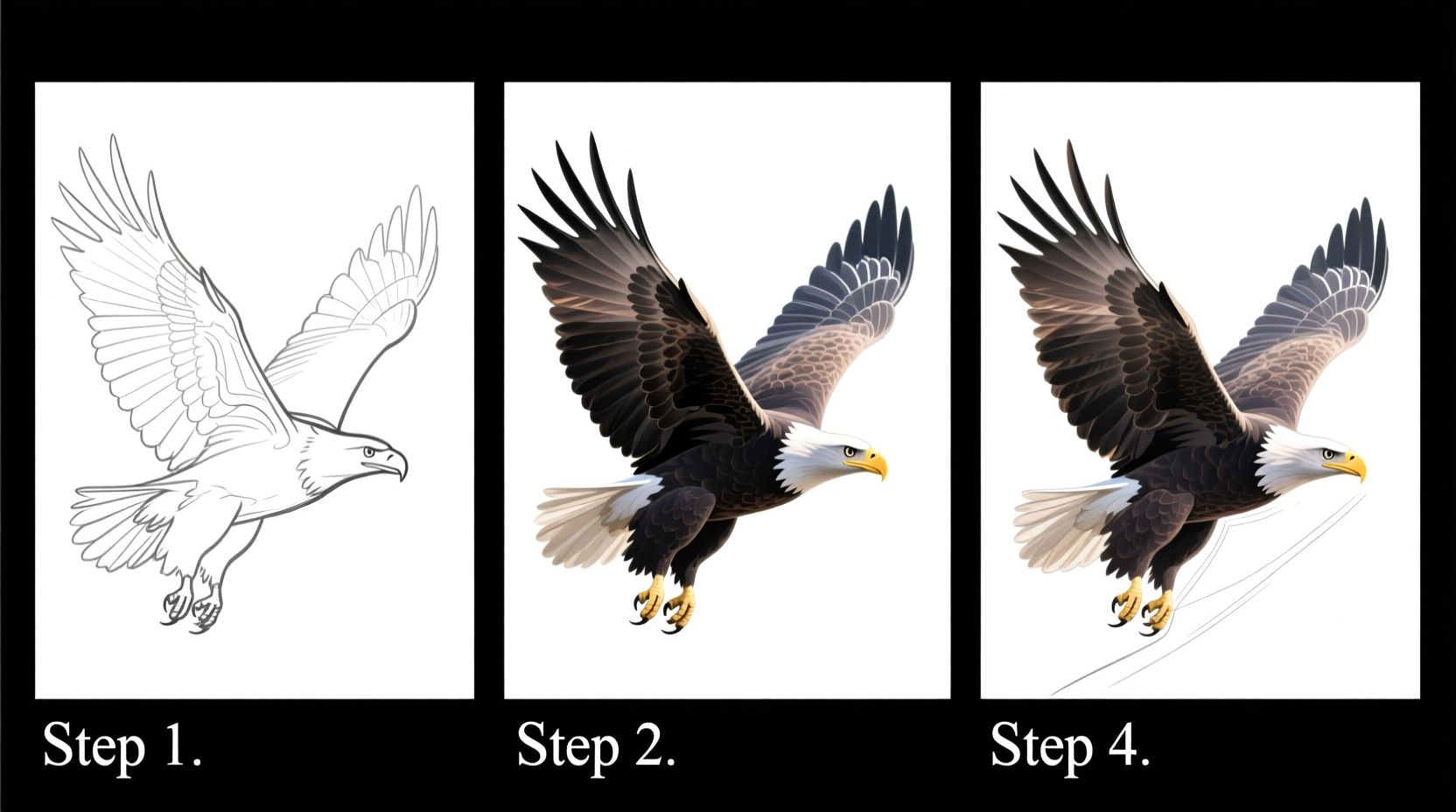 how to draw a bird in flight