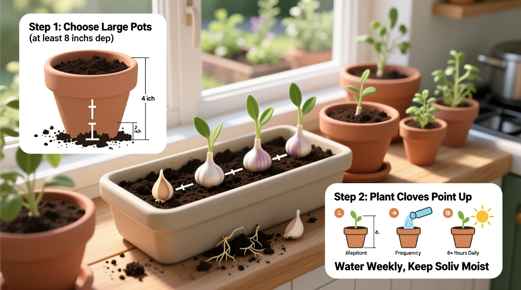 how to plant garlic in containers