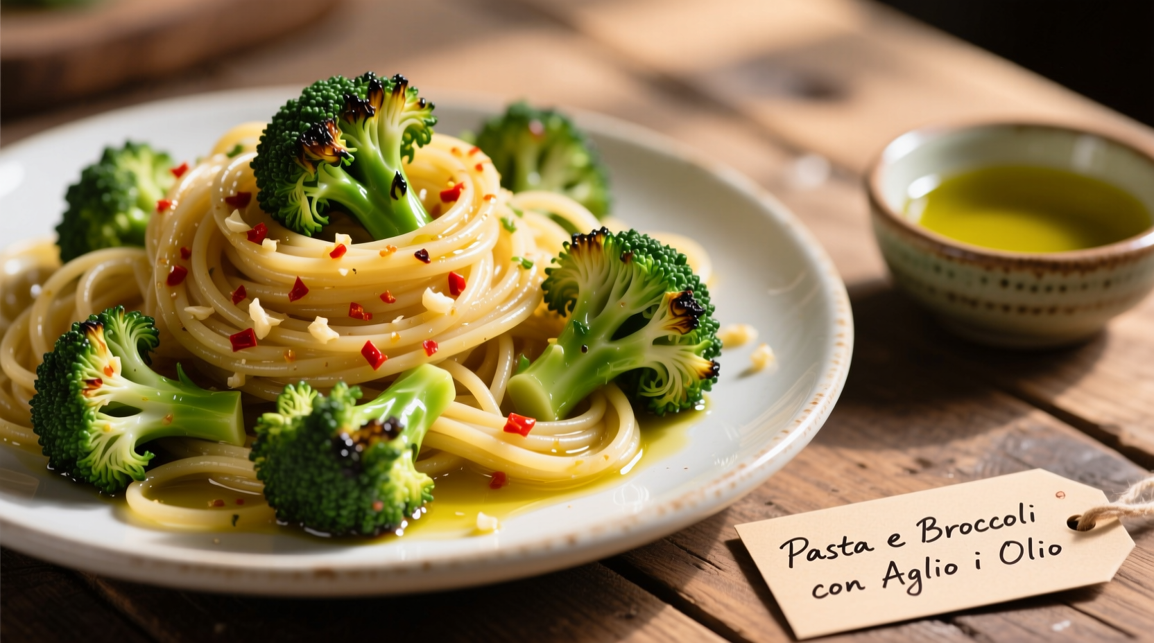 pasta and broccoli with garlic and oil