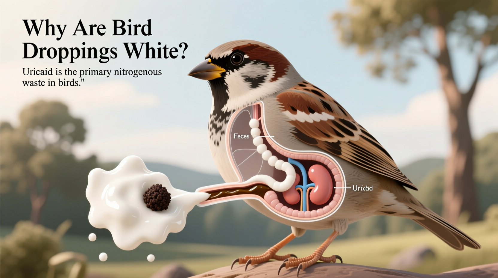 why are bird droppings white