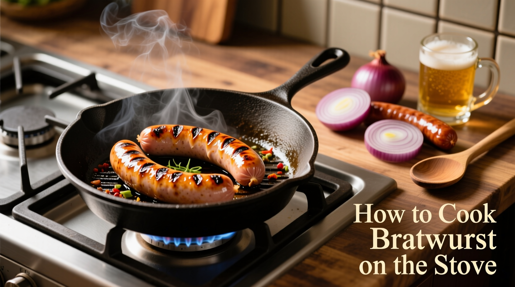 how to cook bratwurst sausage on the stove