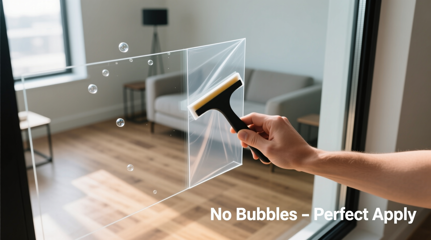 Applying DIY window cling to glass surface without bubbles