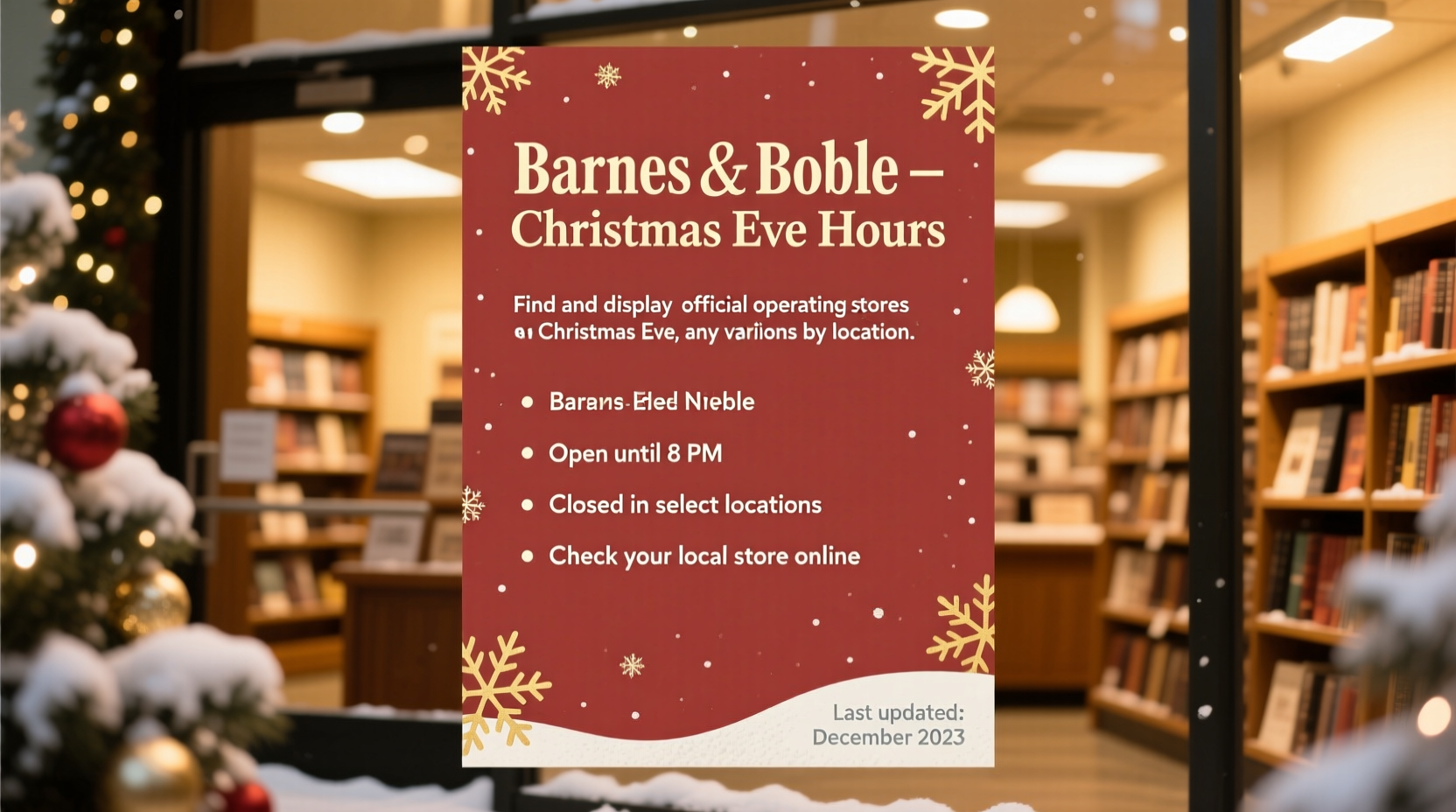is barnes and noble open on christmas eve