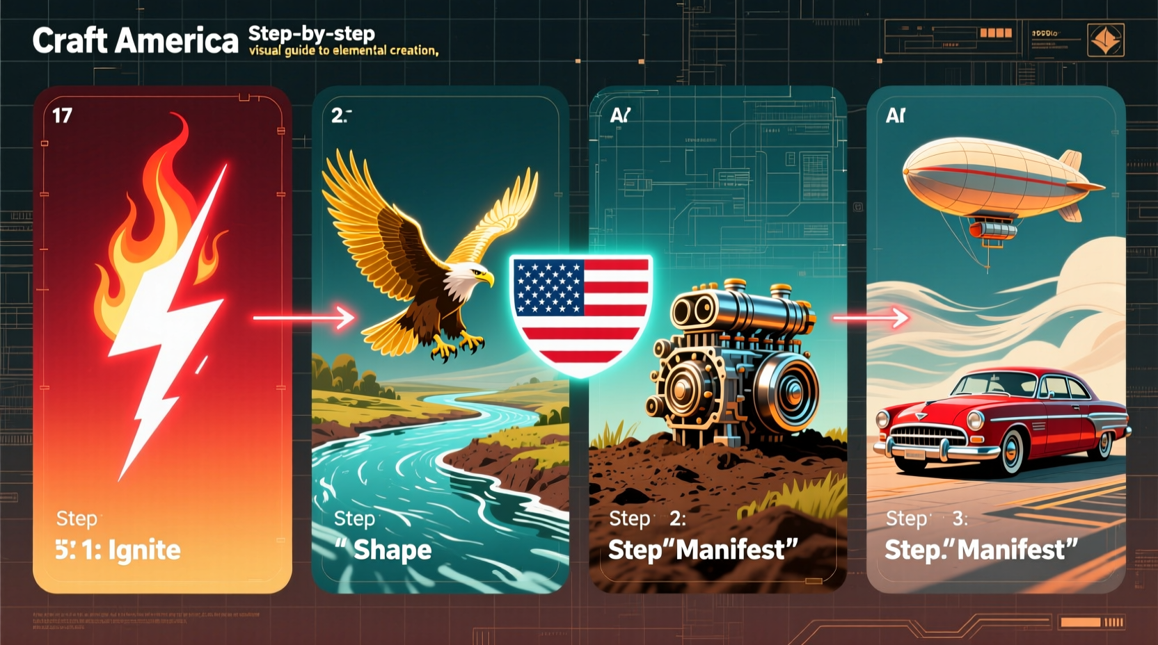 Infinite Craft America element creation steps visual guide