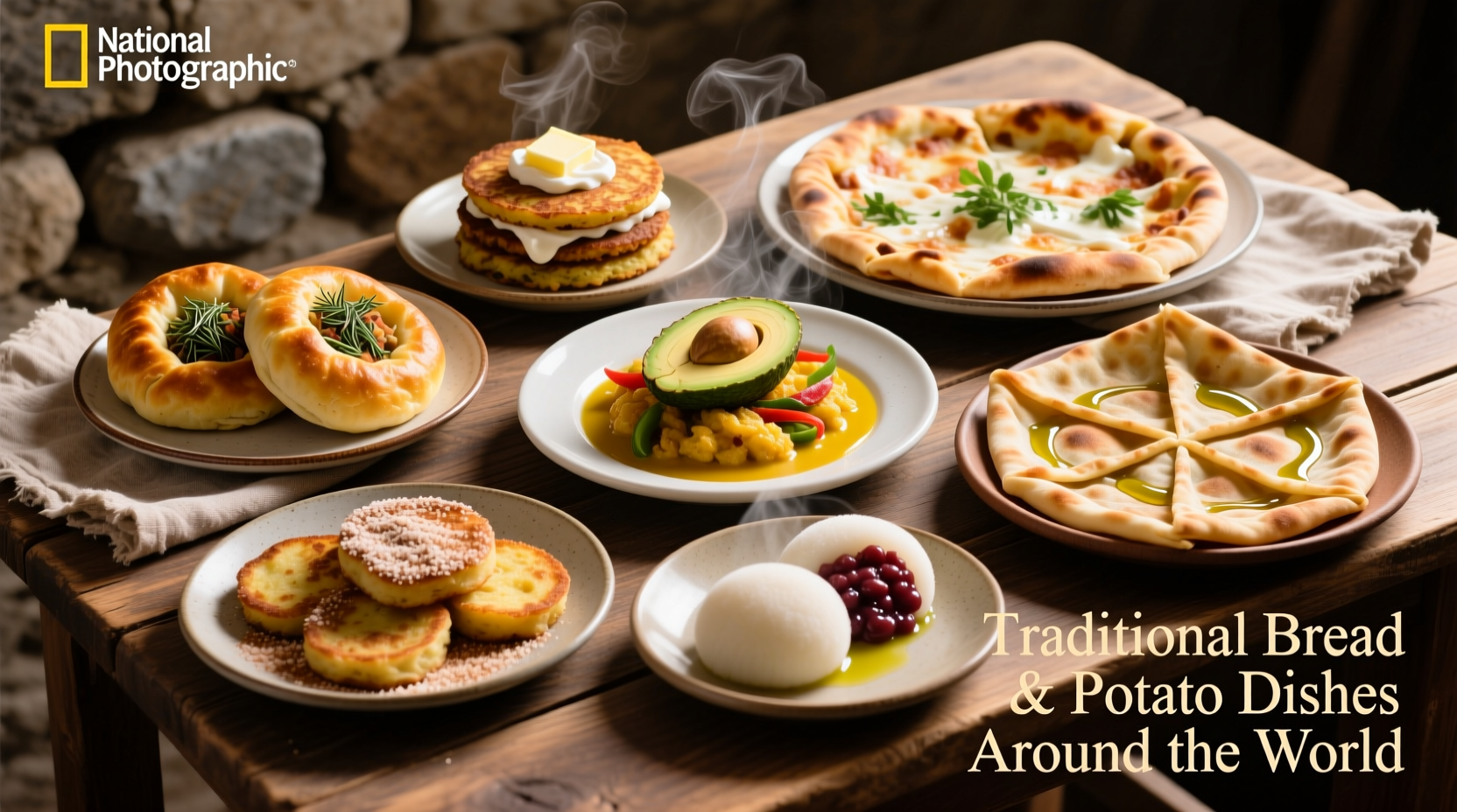 Traditional bread and potato dishes from around the world