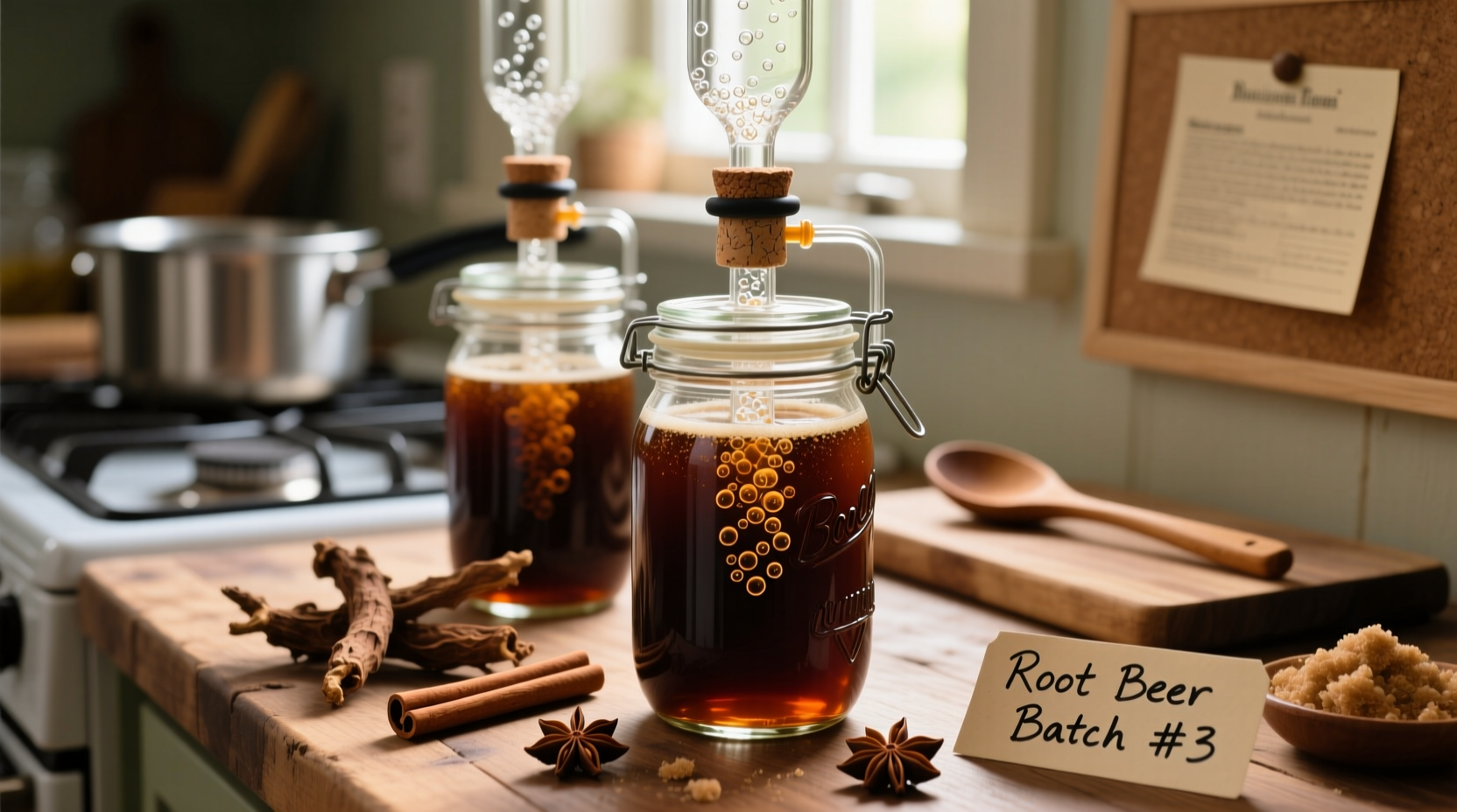 Bottling homemade root beer with airlock system