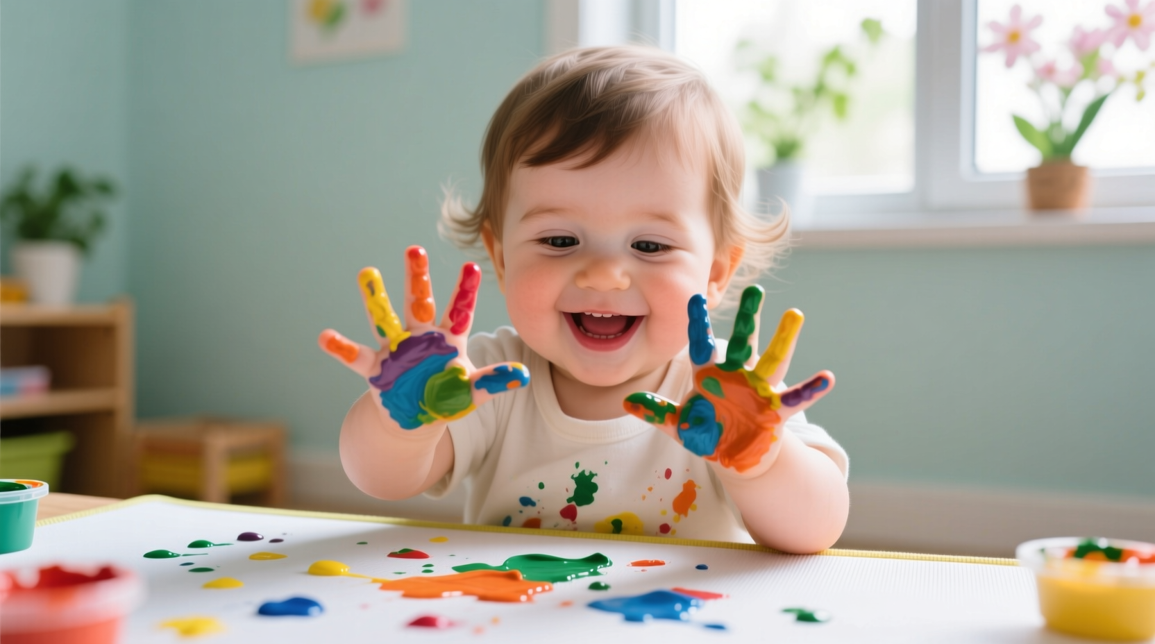 Spring 2024 toddler play session featuring washable finger paints that support sensory development without toxic ingredients