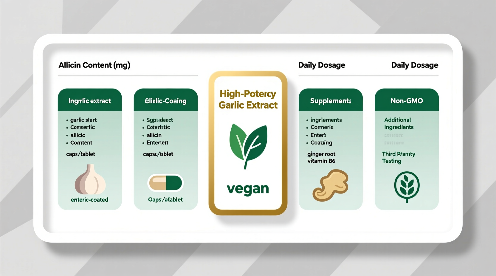 Garlic supplement comparison chart showing different formulations