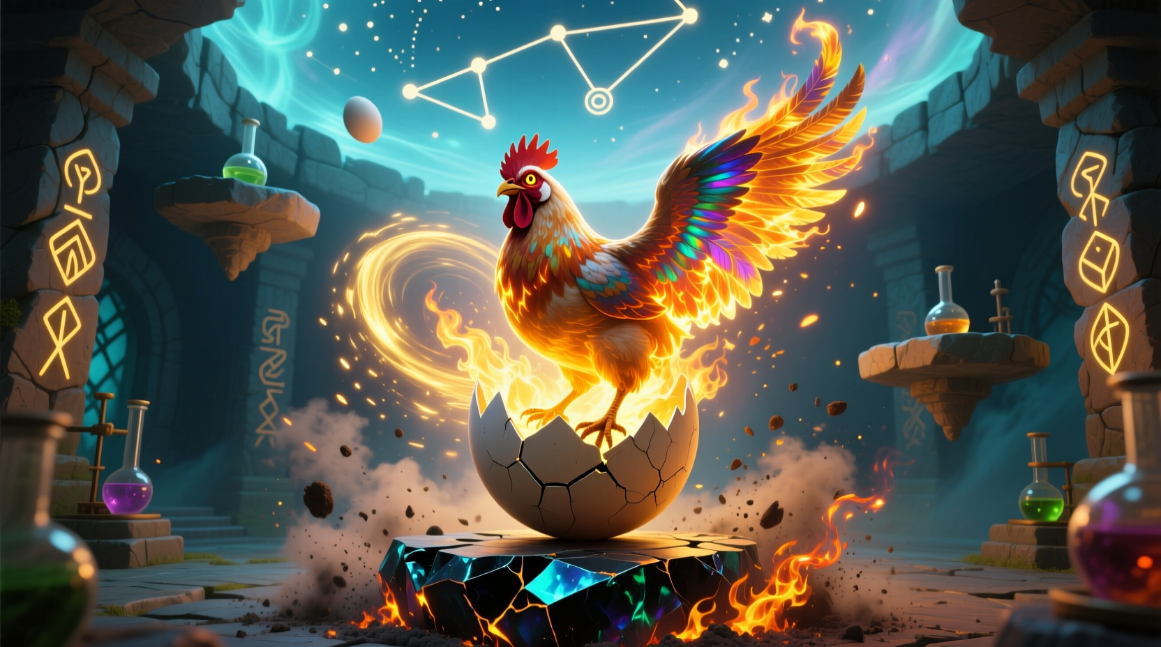 Chicken element appearing after combining egg and fire in Infinite Craft