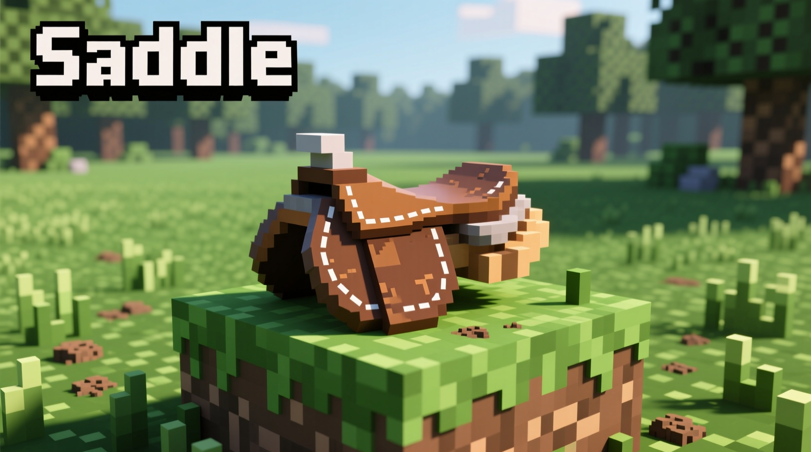 Minecraft saddle item texture on grass block