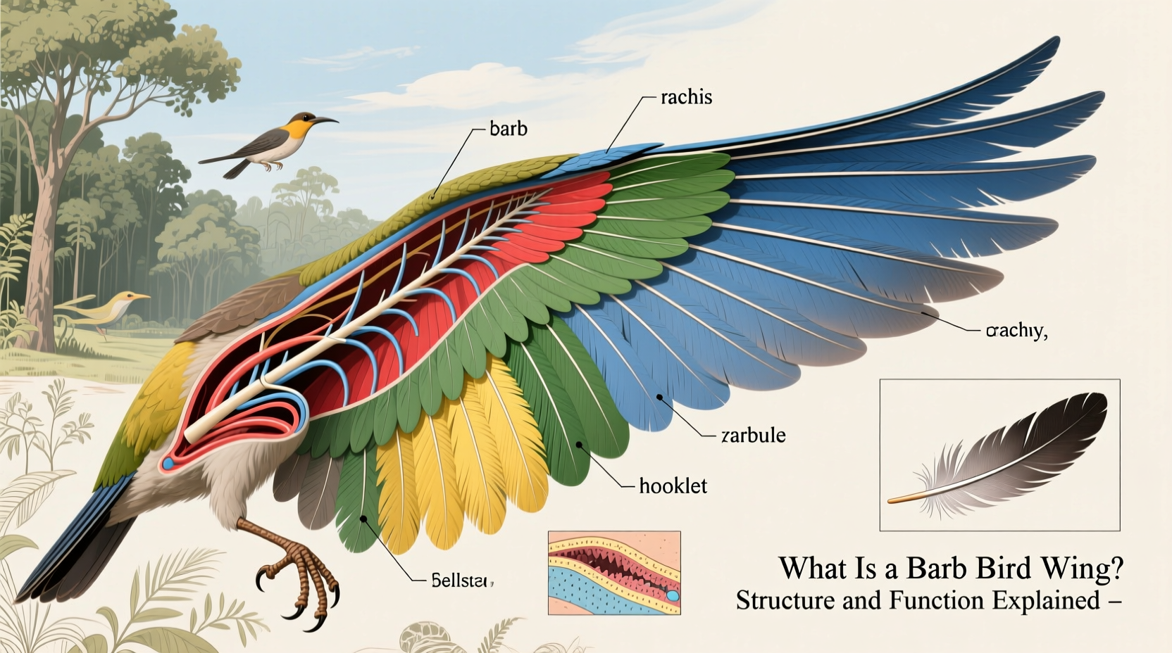 what is a barb bird wing