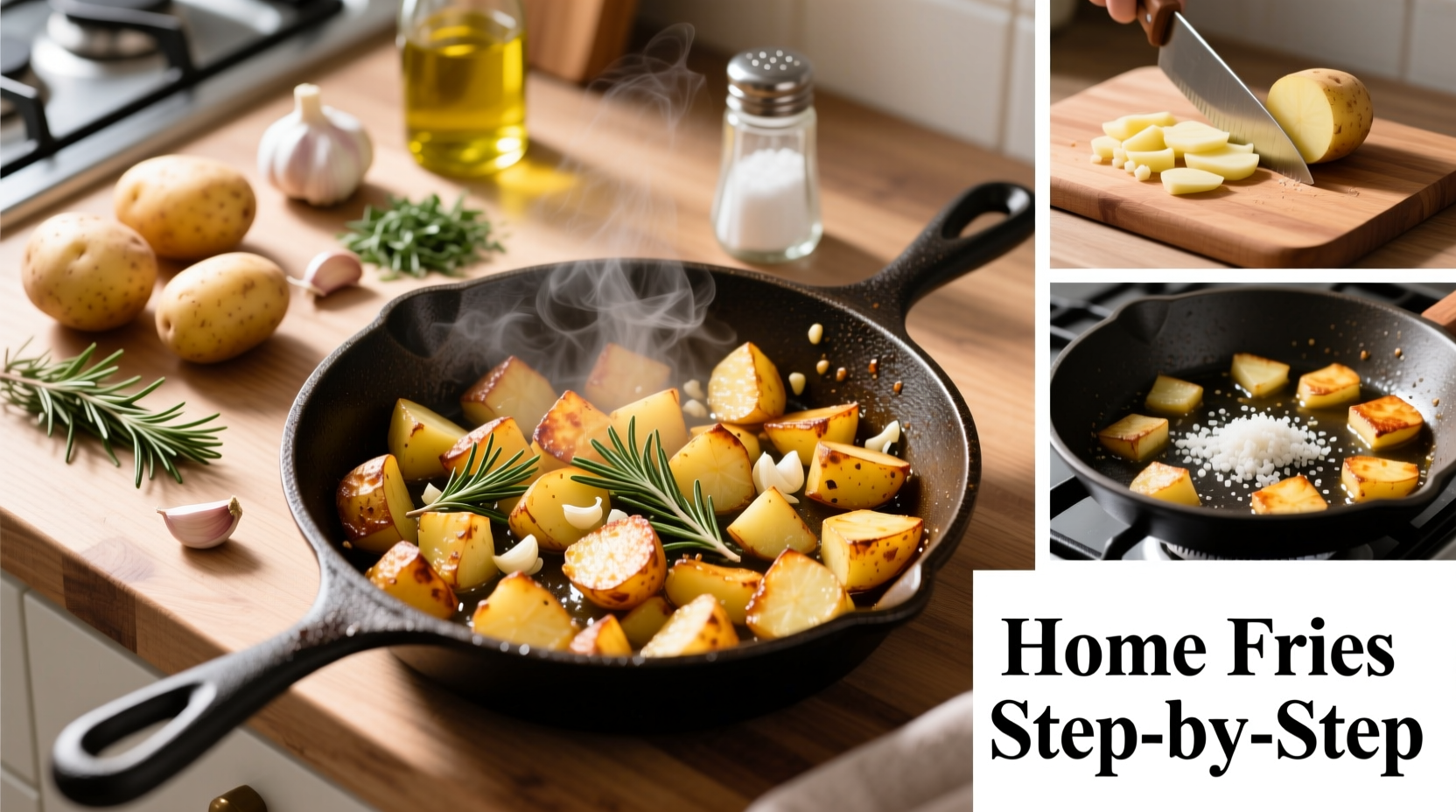 Step-by-step home fries cooking process