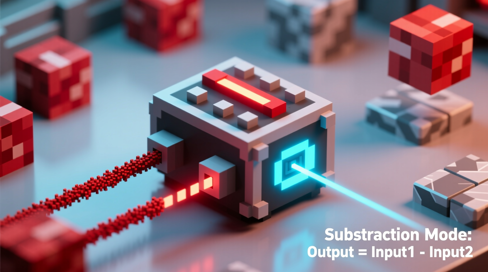 Minecraft comparator in subtraction mode demonstration
