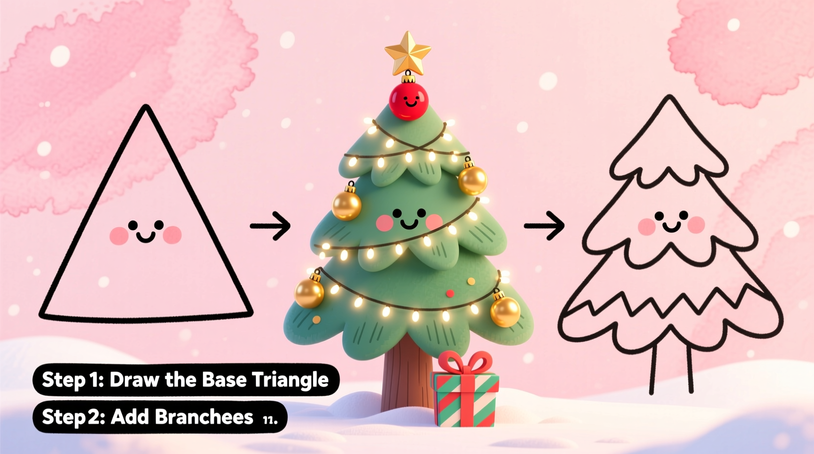 how to draw christmas tree