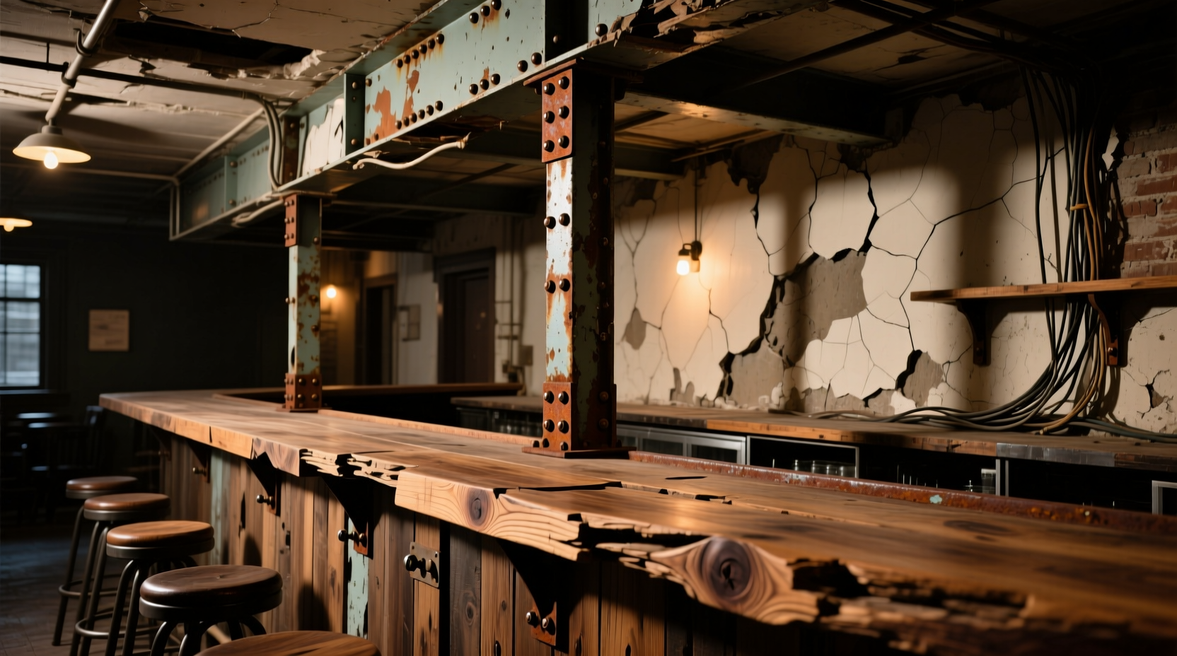 Crafted bar with visible structural issues