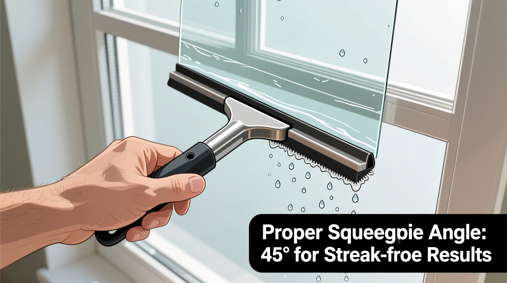 Proper squeegee angle technique for window cleaning