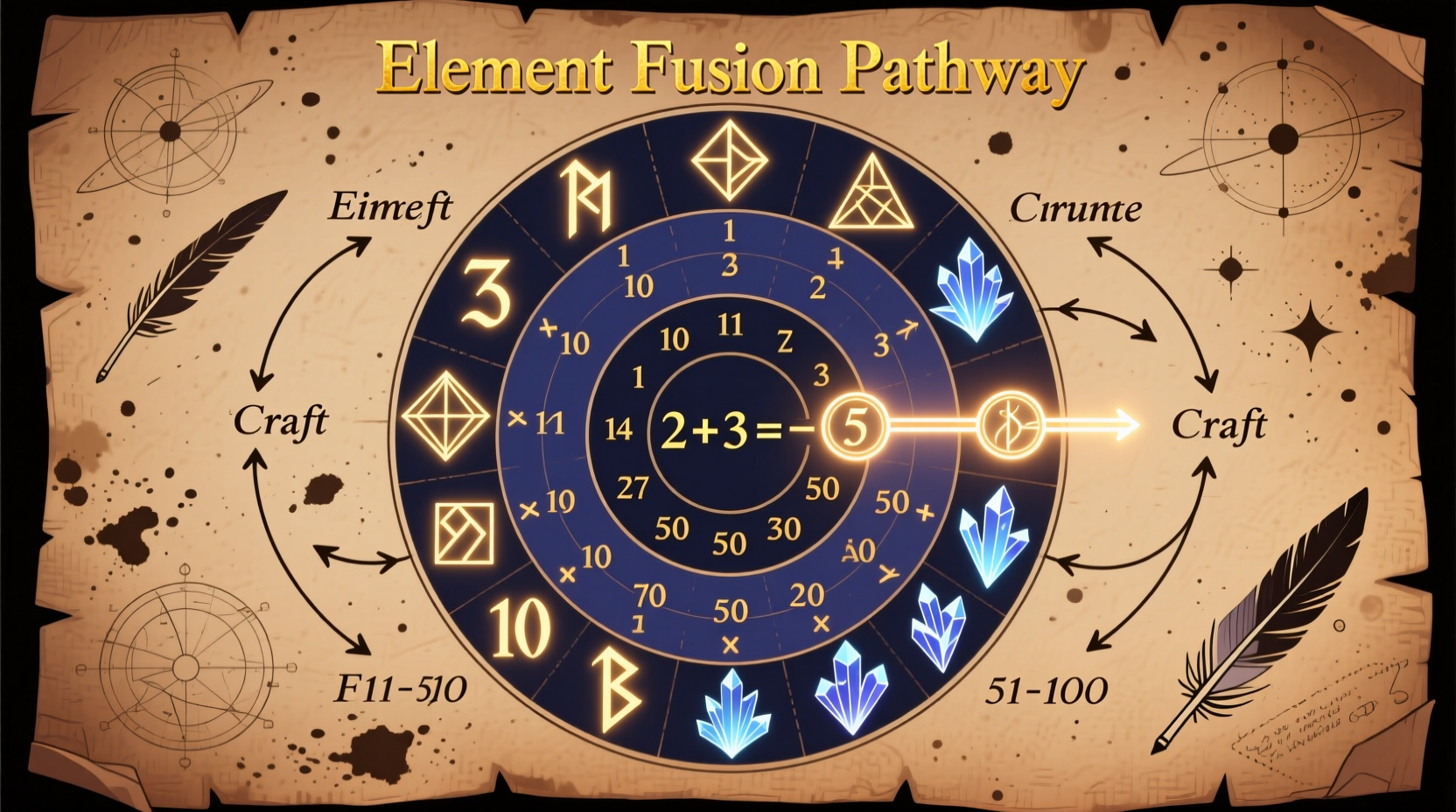 Infinite Craft number progression chart showing element combinations