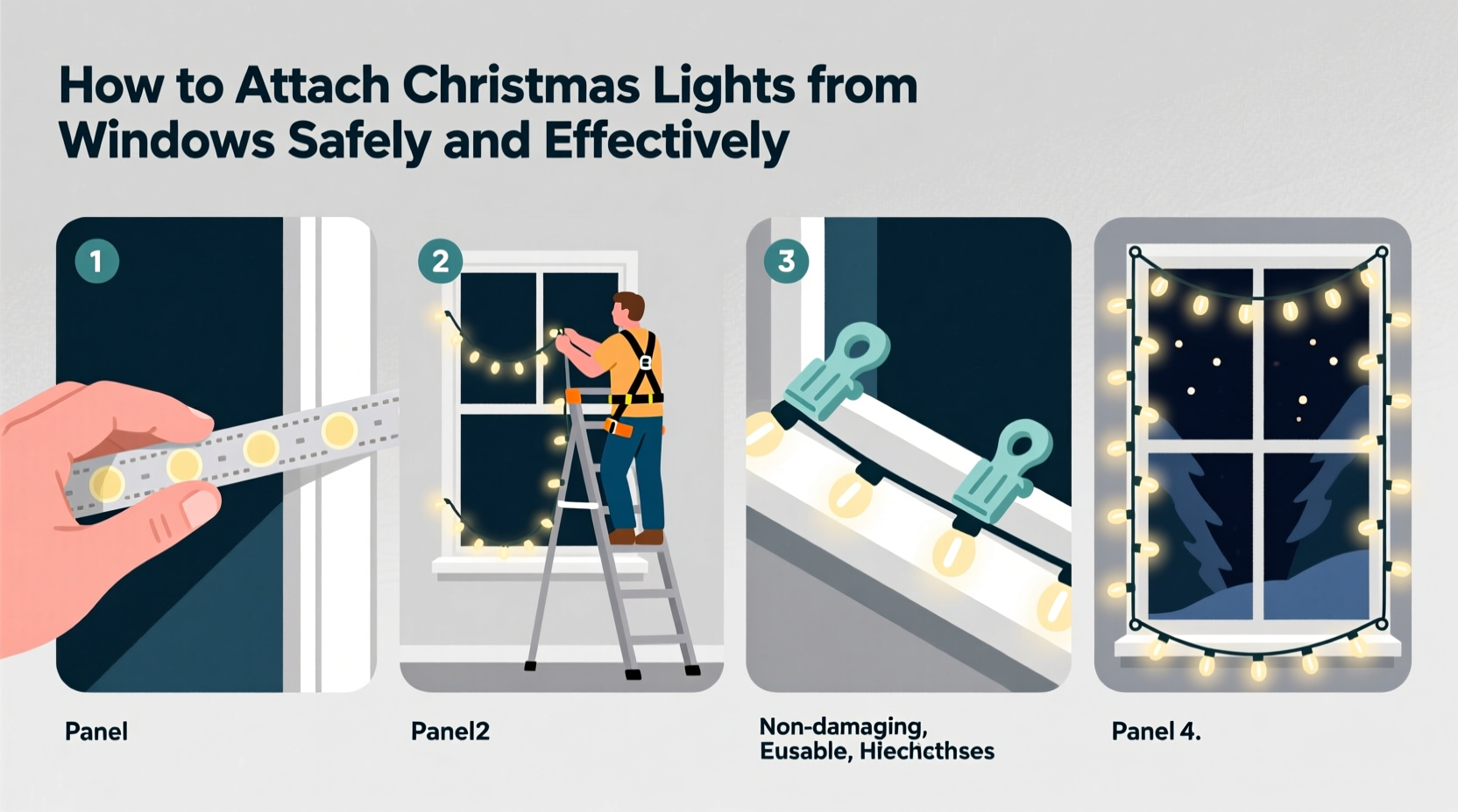 how to attach christmas lights to windows