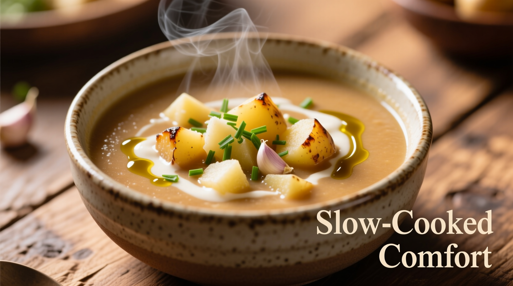 Creamy slow cooker potato soup with frozen potatoes