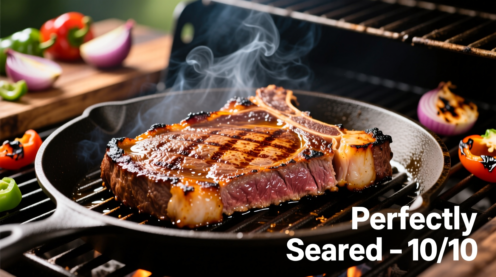 Perfectly seared fajita meat on grill