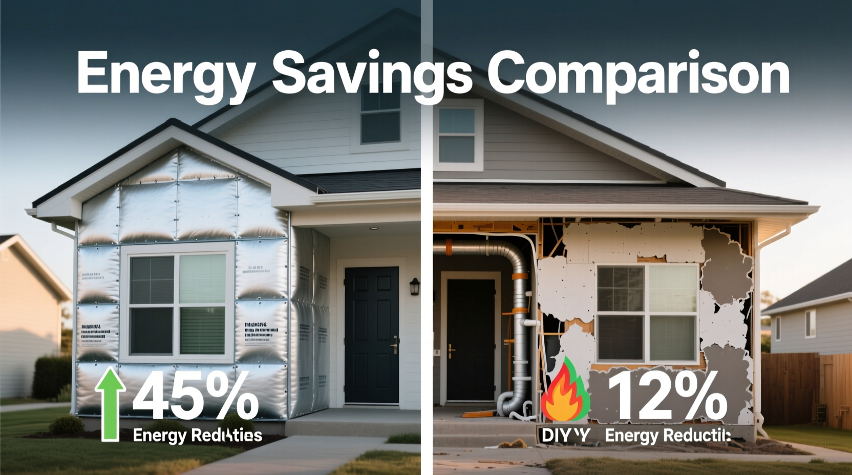 Energy savings comparison between professional and DIY insulation