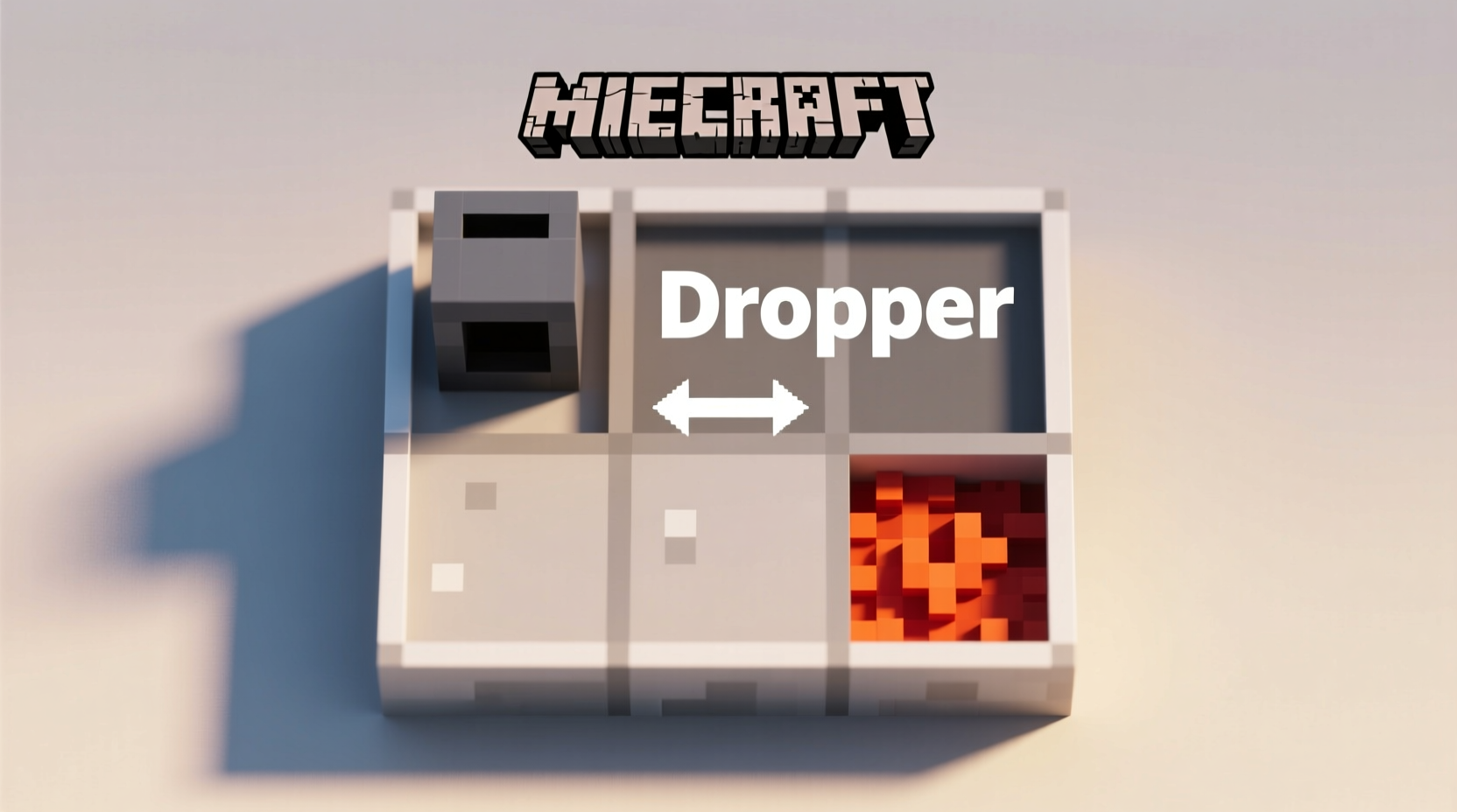 Minecraft crafting grid showing dropper recipe