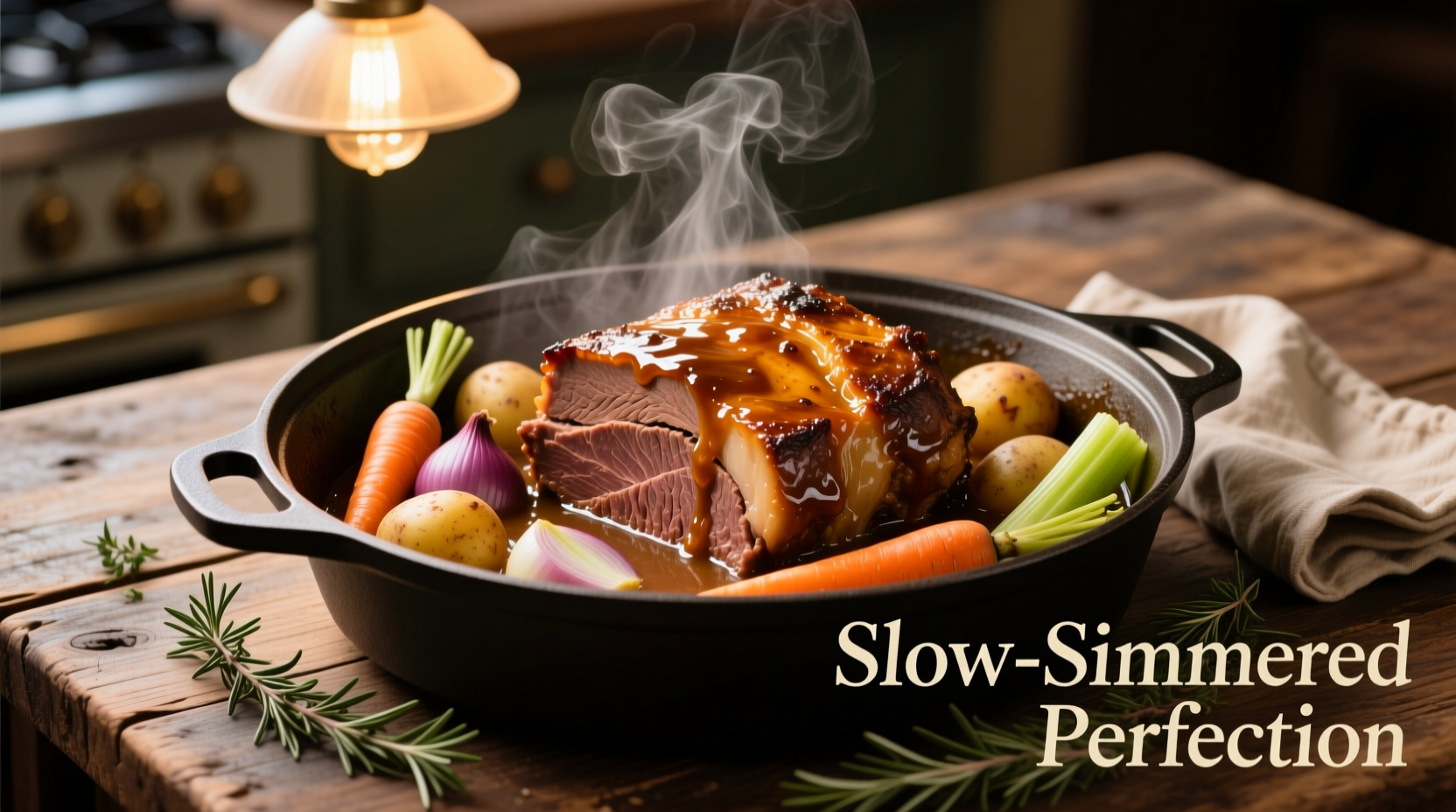 Perfectly cooked pot roast with vegetables