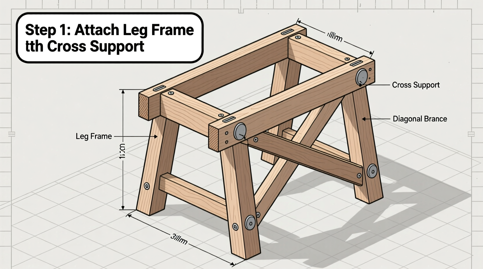 DIY sawhorse leg assembly diagram