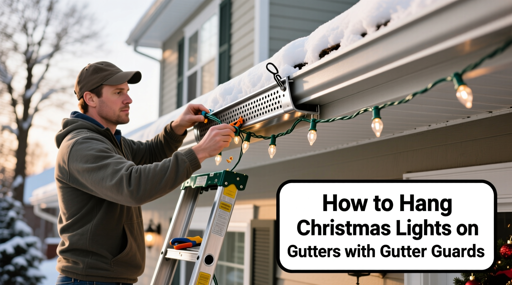 how to hang christmas lights on gutters with gutter guards