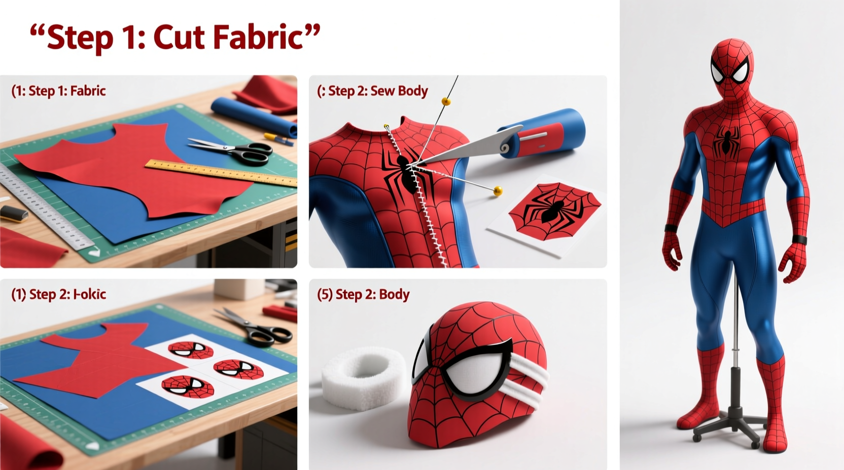 Spiderman homemade suit step-by-step assembly