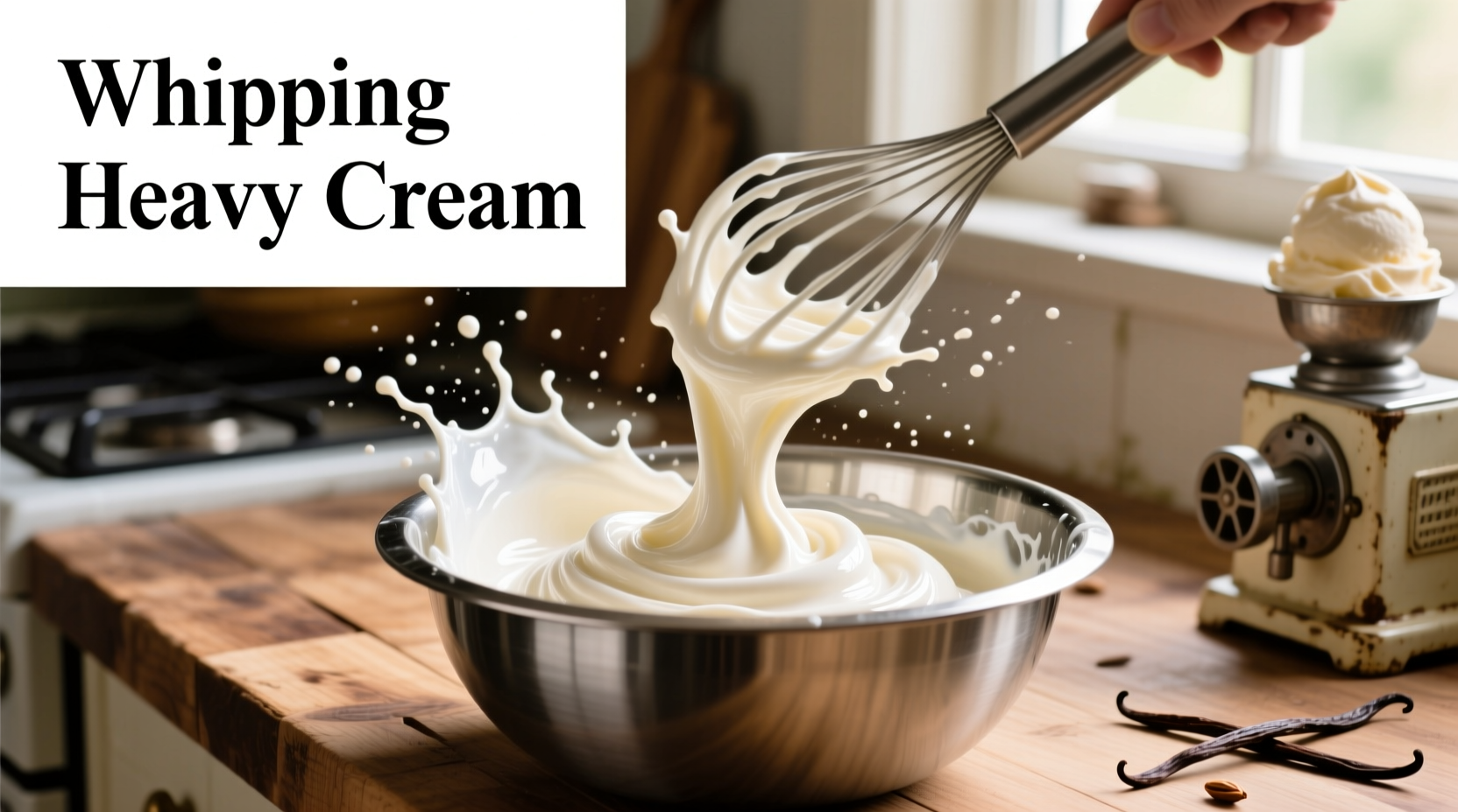 Whipping heavy cream for homemade ice cream