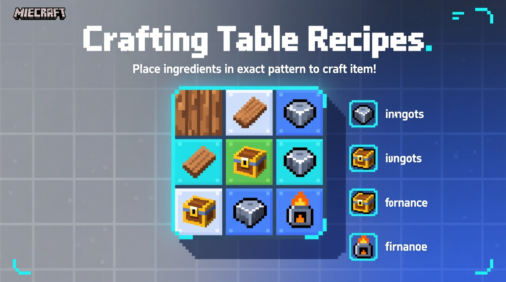Minecraft crafting table recipe visual guide