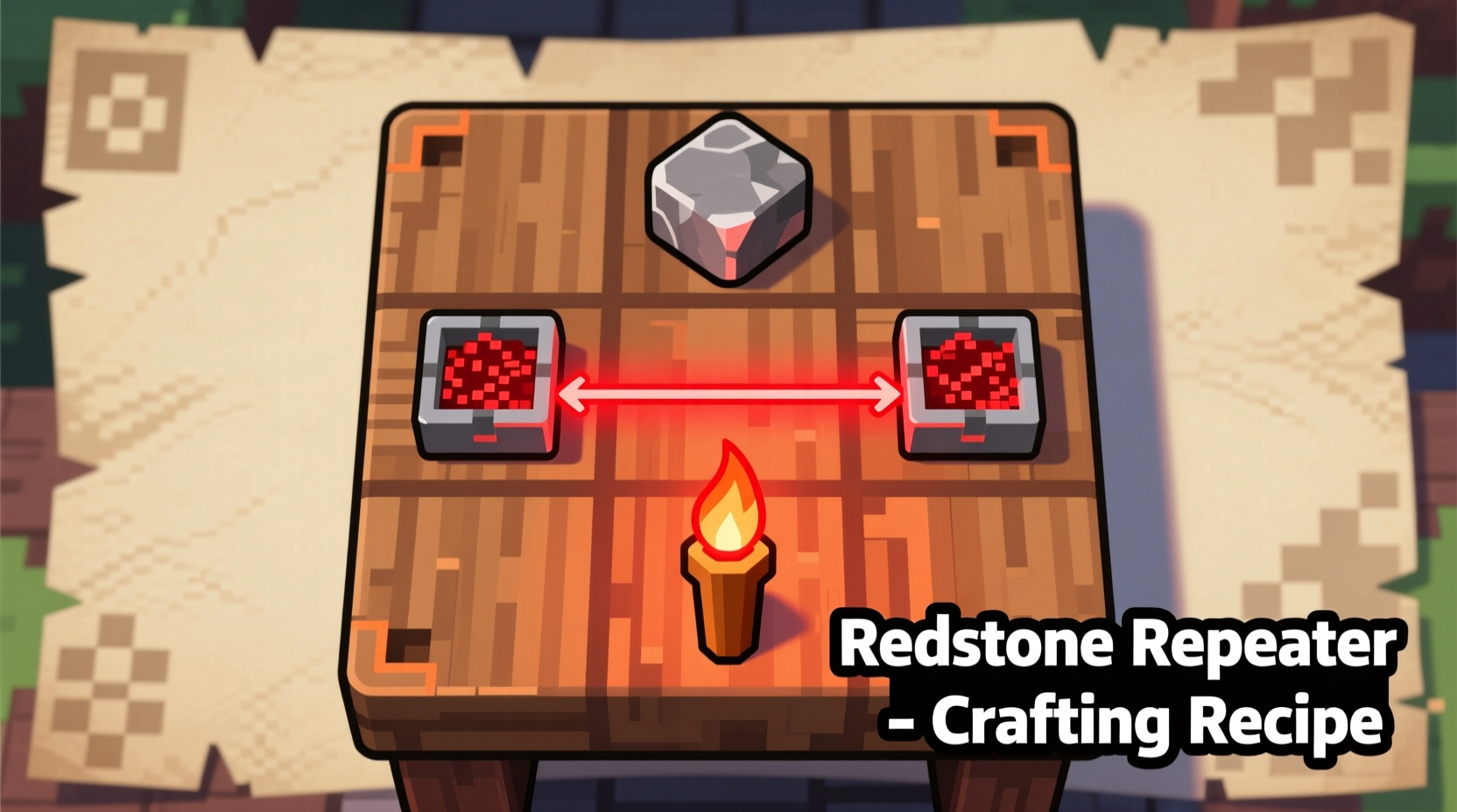 Minecraft redstone repeater crafting recipe layout