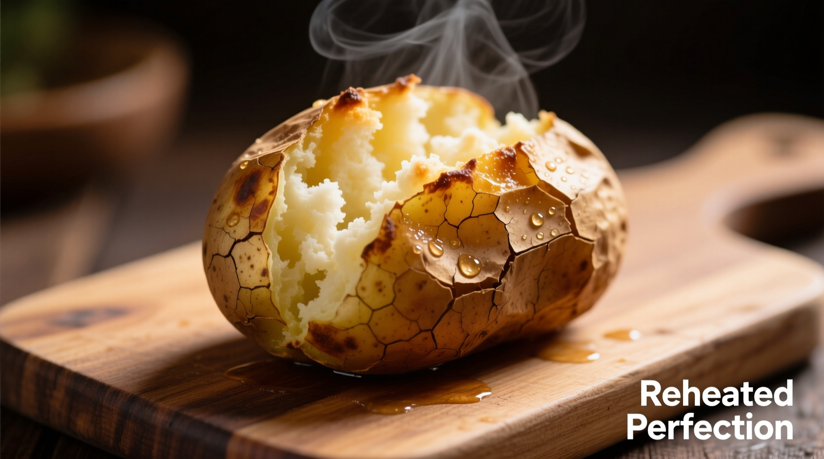 Perfectly reheated baked potato with fluffy interior
