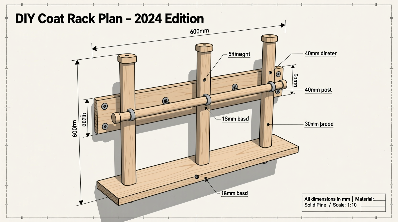 DIY coat rack planning measurements diagram