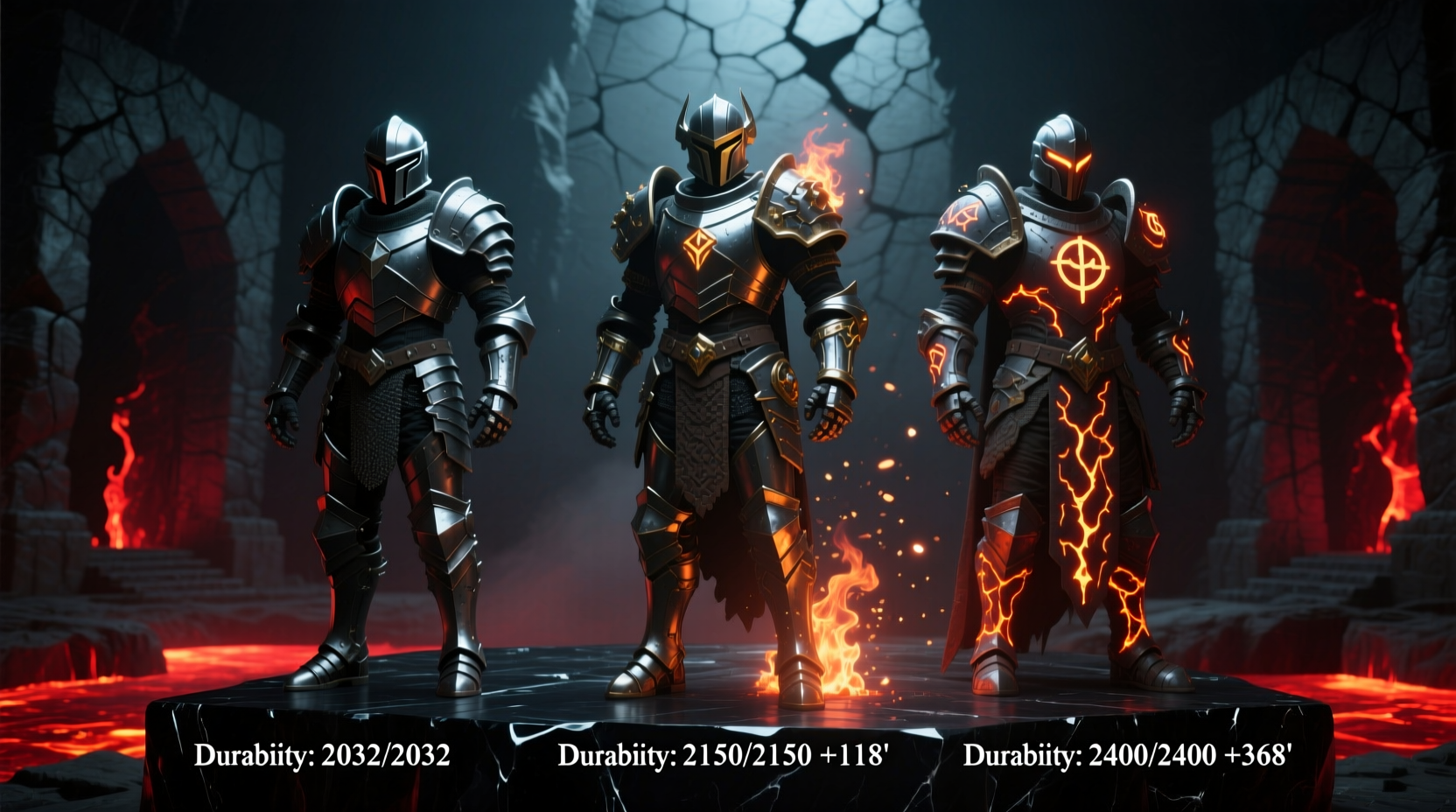 Netherite armor comparison showing durability stats