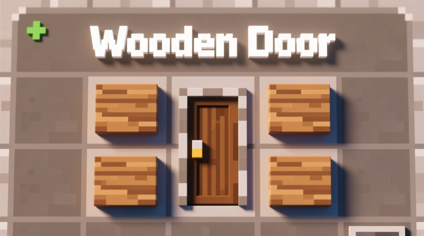Minecraft crafting grid showing wooden door recipe