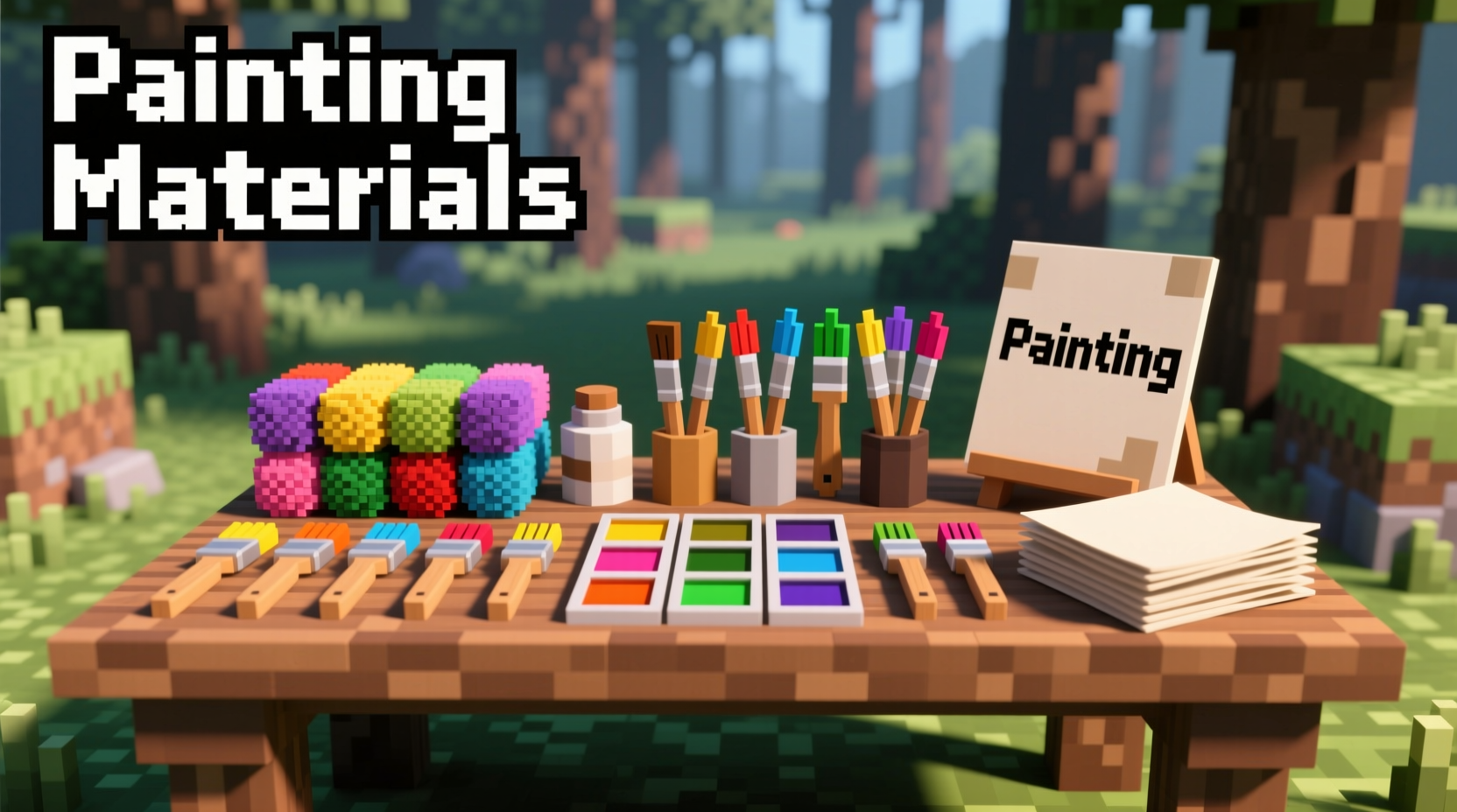 Minecraft painting materials on crafting table