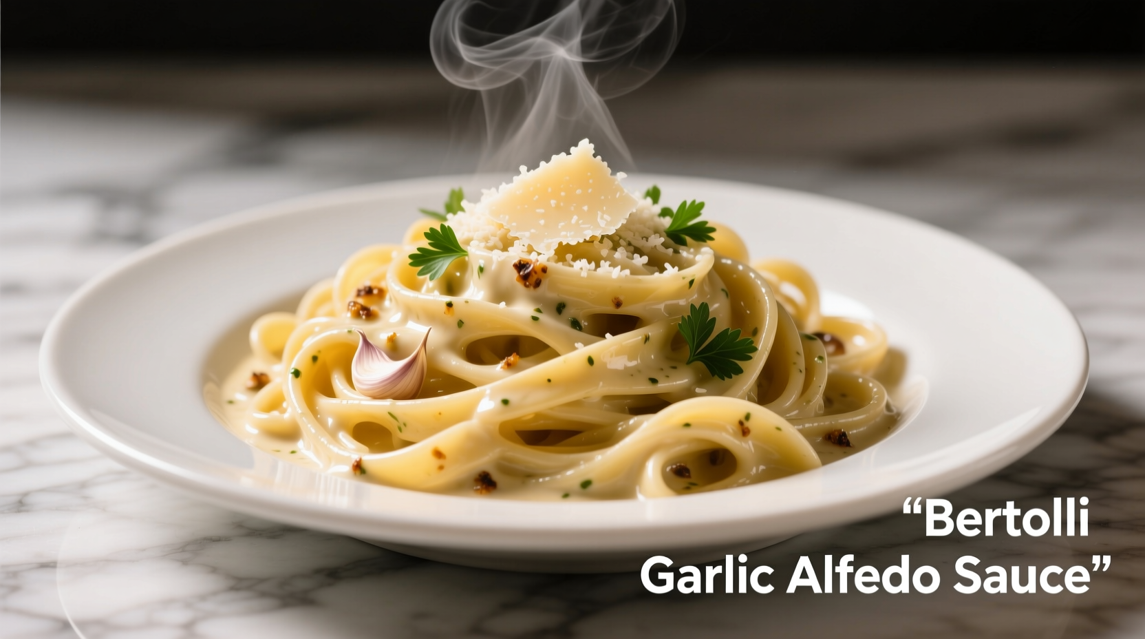 Creamy pasta with Bertolli Garlic Alfredo Sauce