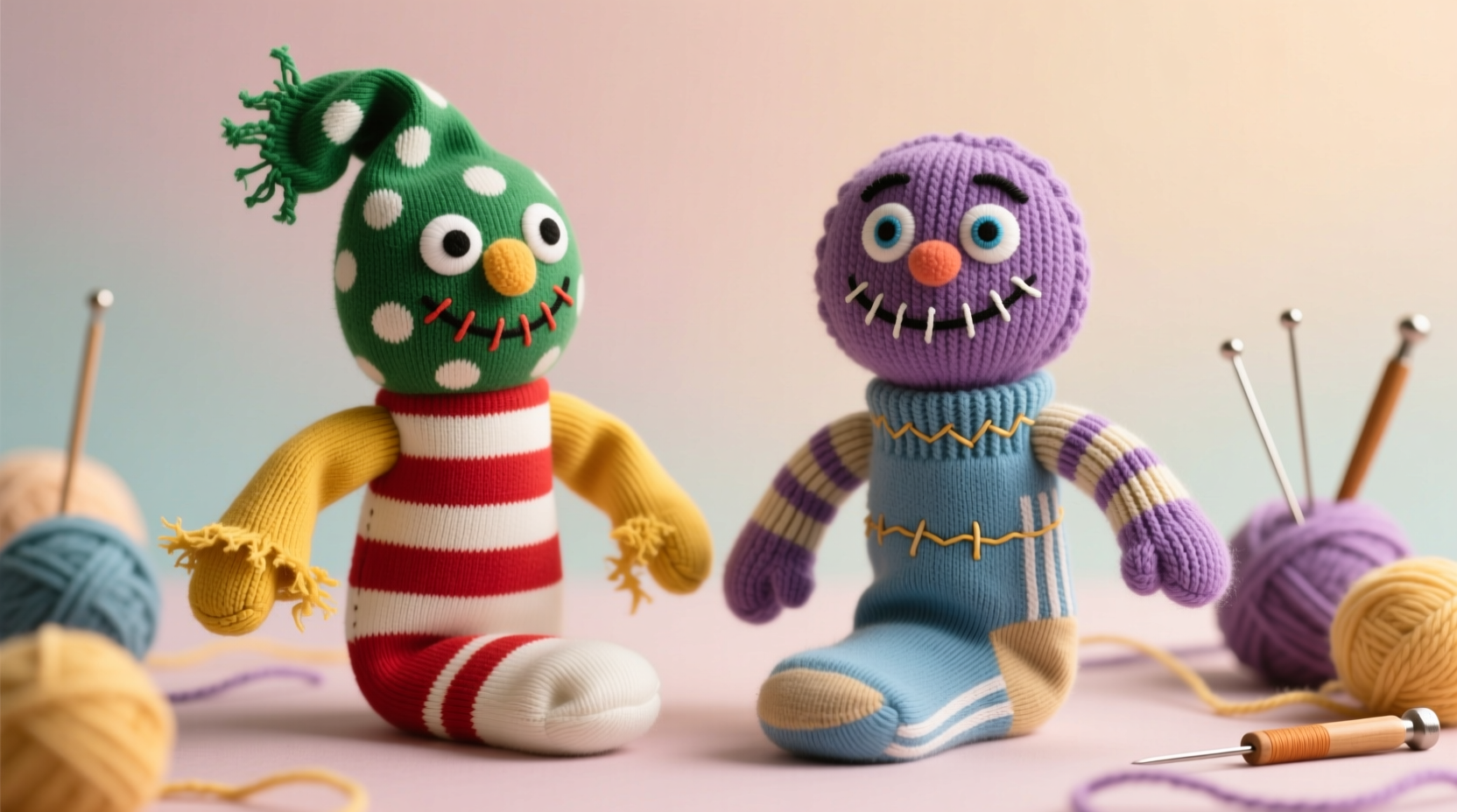 Sock puppets made from mismatched socks craft