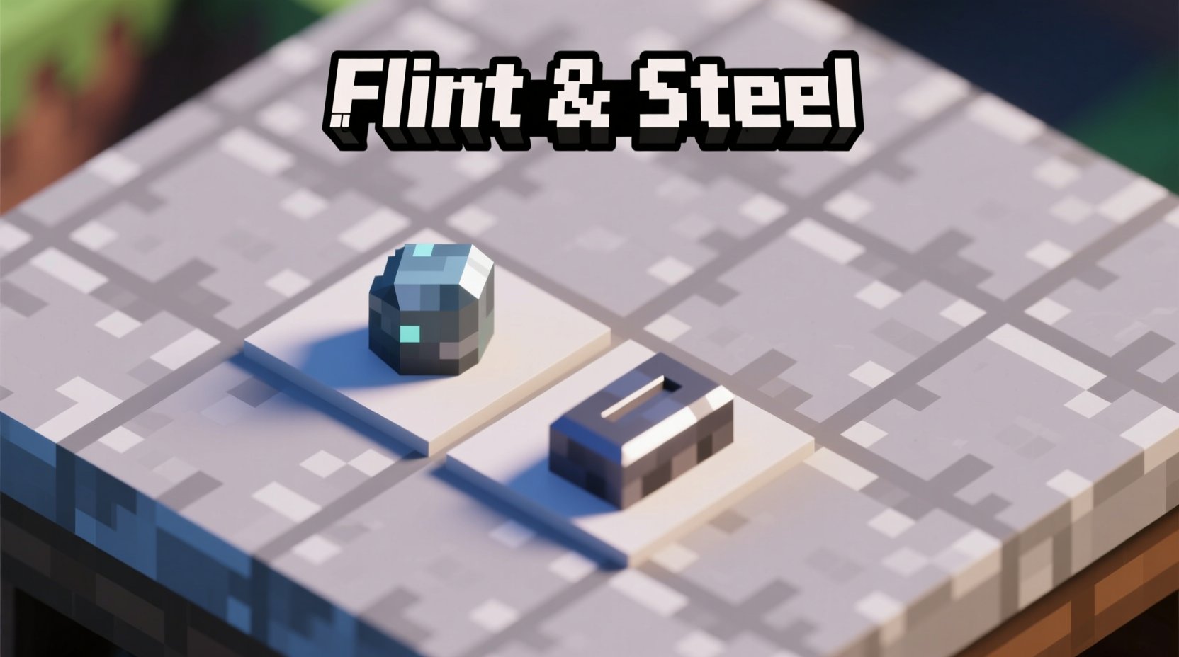 Minecraft crafting grid layout for flint and steel
