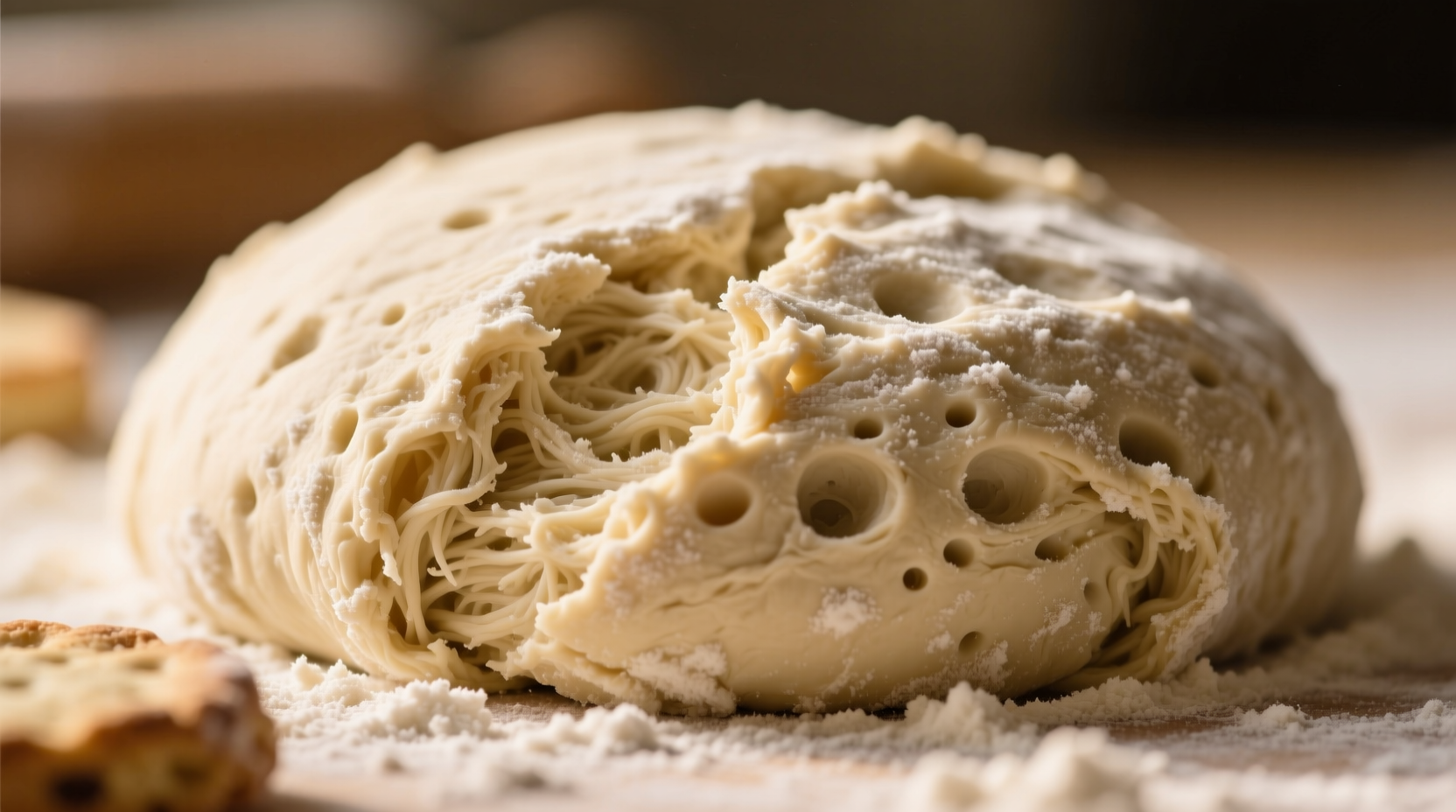 Shaggy biscuit dough before minimal folding