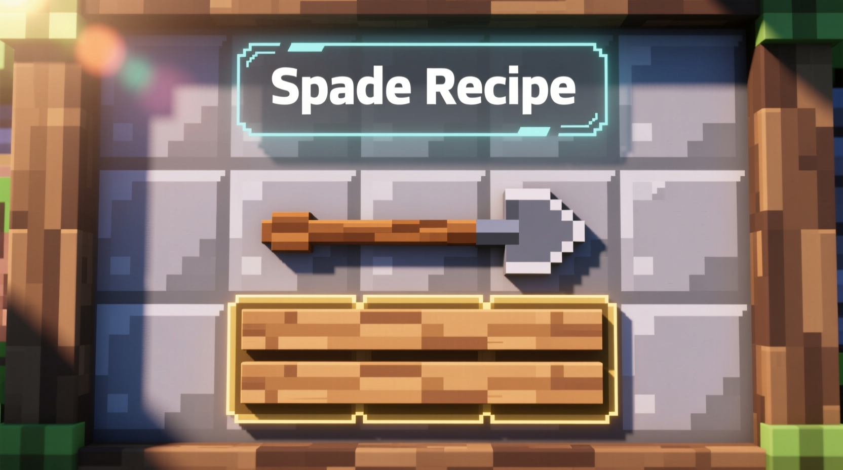 Minecraft crafting grid showing spade recipe