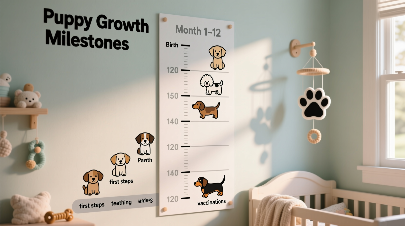 Puppy growth chart showing proper development milestones