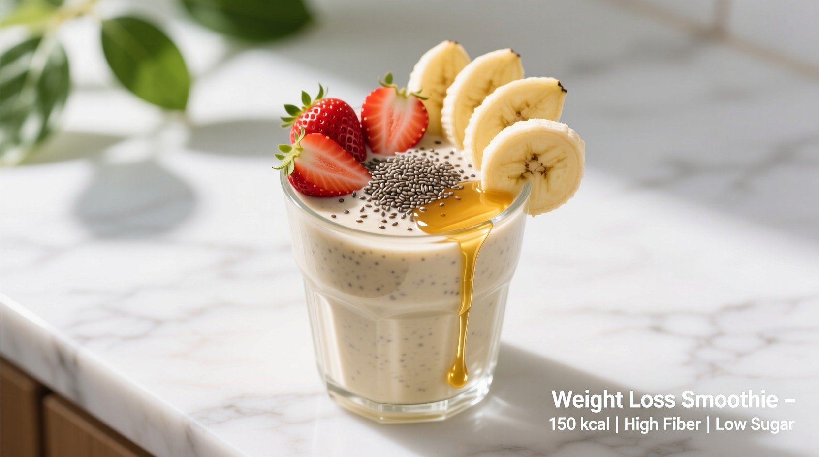 chia seeds strawberries banana and honey smoothie to lose weight