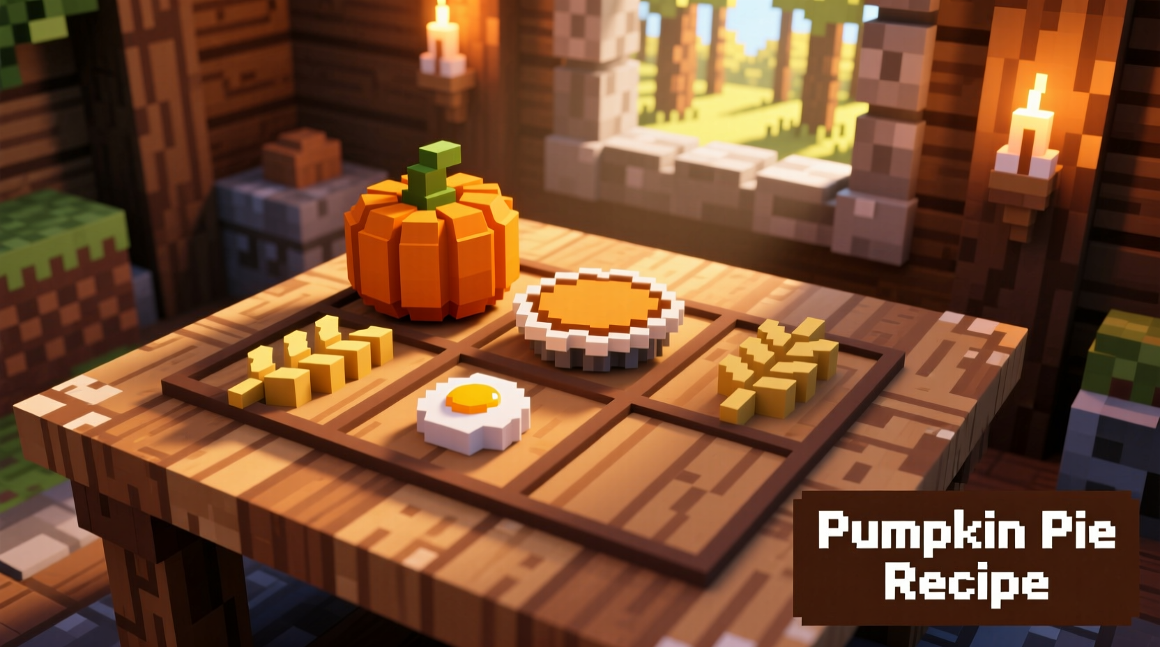 Minecraft crafting grid showing pumpkin pie recipe layout
