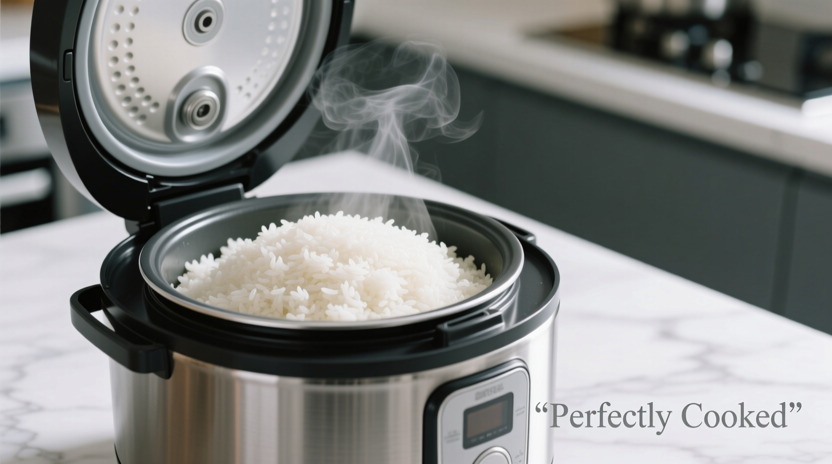 Perfectly cooked white rice in rice cooker